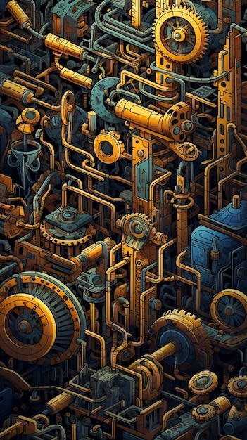 A close up of a bunch of pipes and valves in a room generative ai