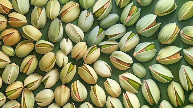 a close up of a bunch of pistachios on a table generative ai