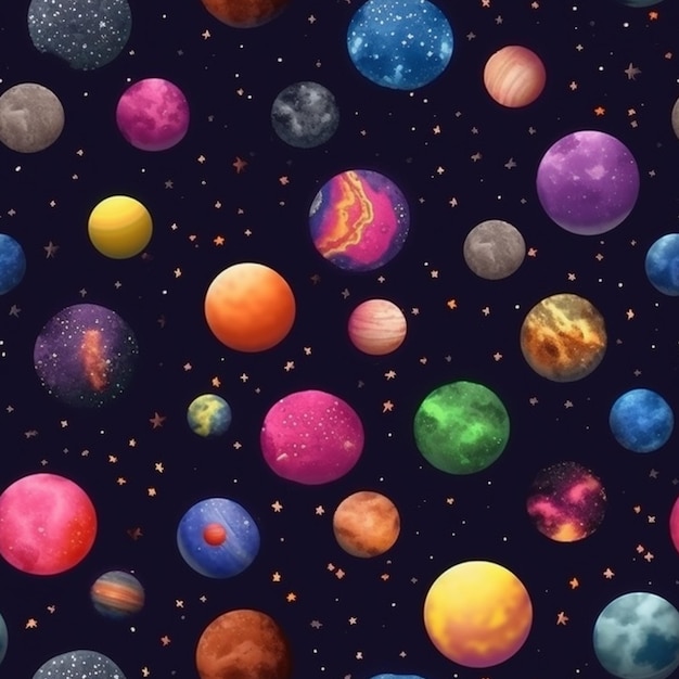 A close up of a bunch of planets in the sky generative ai