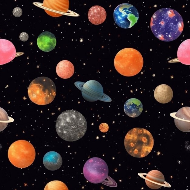 A close up of a bunch of planets in the sky generative ai