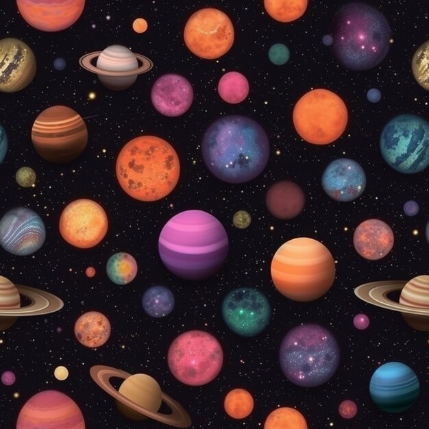 A close up of a bunch of planets in a space generative ai