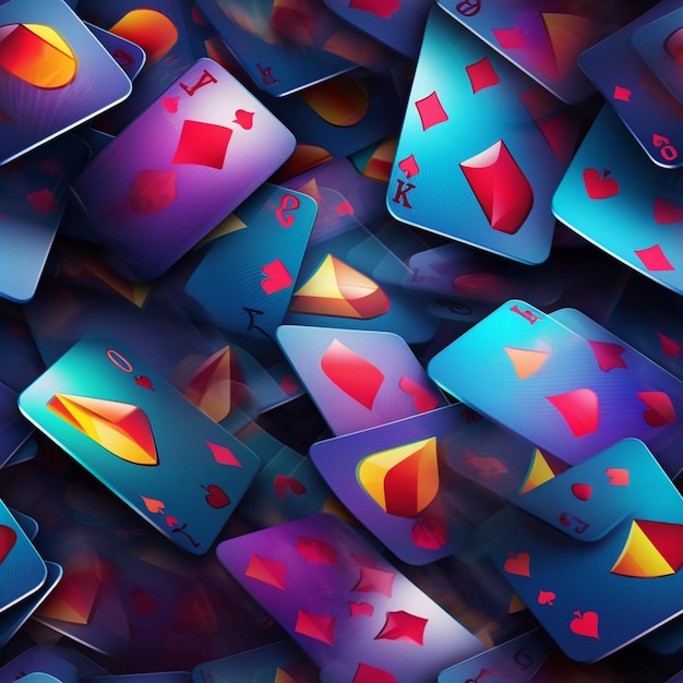 A close up of a bunch of playing cards with different designs generative ai