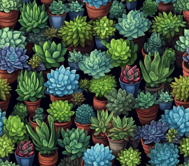a close up of a bunch of potted plants with different colors generative ai