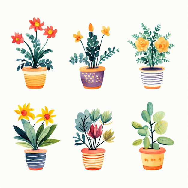 a close up of a bunch of potted plants with flowers generative ai