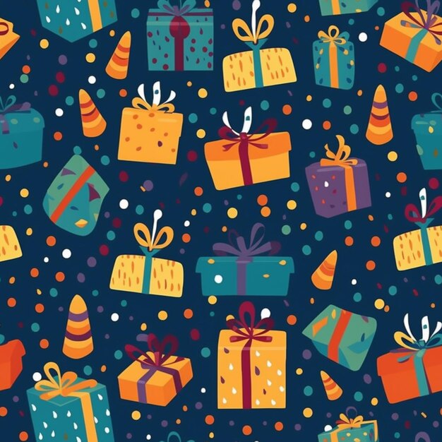 A close up of a bunch of presents on a blue background generative ai