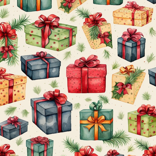 a close up of a bunch of presents with bows and bows generative ai