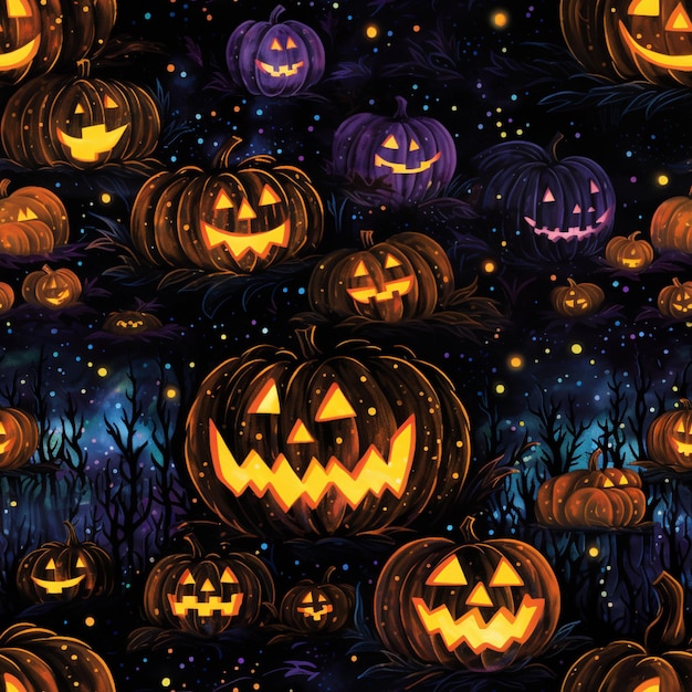 a close up of a bunch of pumpkins in a field generative ai