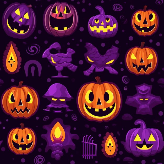 a close up of a bunch of pumpkins with different faces generative ai