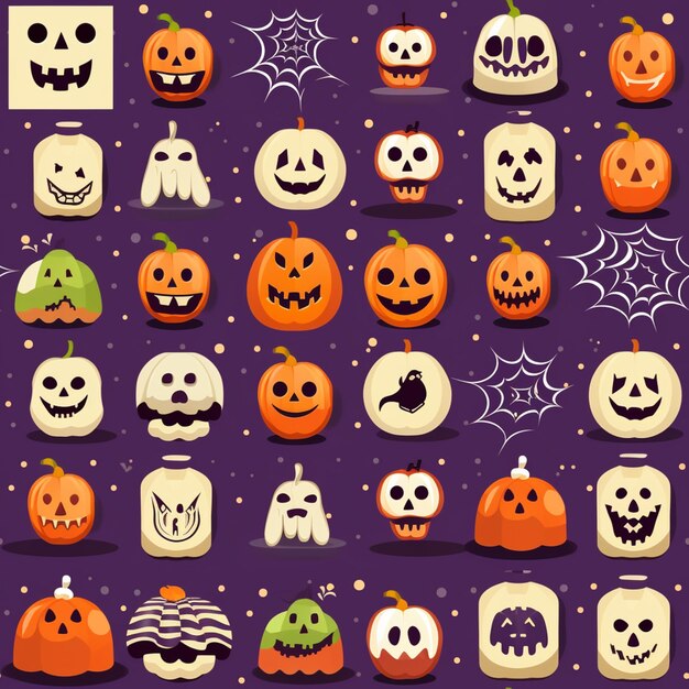 a close up of a bunch of pumpkins with faces on them generative ai