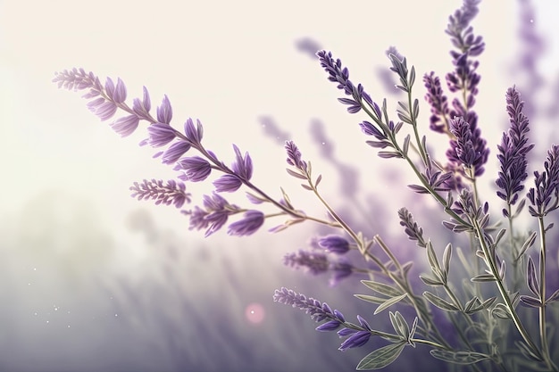 A close up of a bunch of purple flowers generative AI