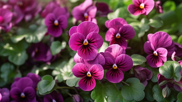 a close up of a bunch of purple flowers