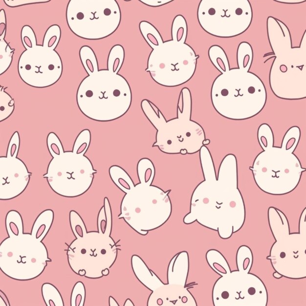 Photo a close up of a bunch of rabbits on a pink background generative ai