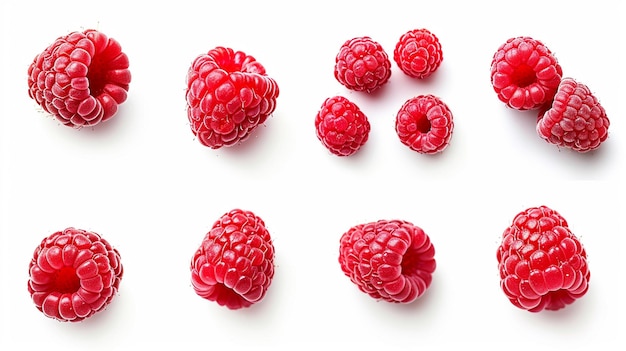 Photo a close up of a bunch of raspberries on a white surface generative ai