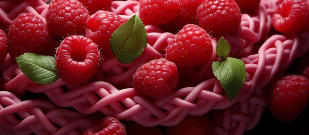 A close up of a bunch of raspberries