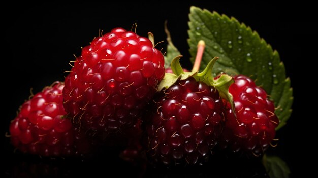 a close up of a bunch of raspberries