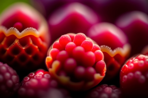 A close up of a bunch of red berries