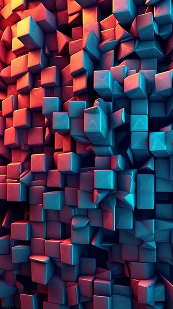 A close up of a bunch of red and blue cubes generative ai