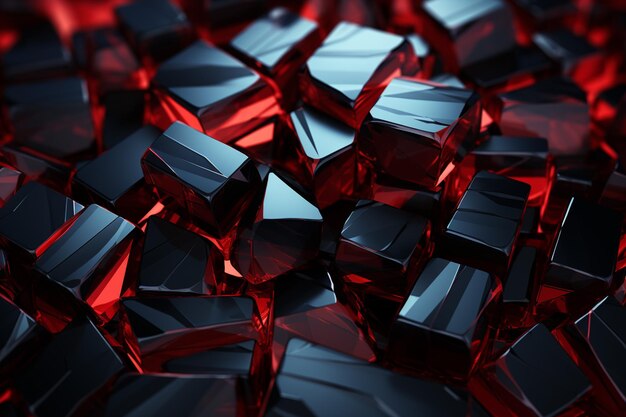 a close up of a bunch of red cubes on a black surface generativ ai