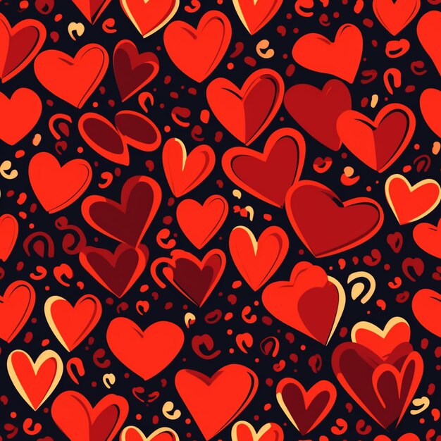 a close up of a bunch of red hearts on a black background generative ai