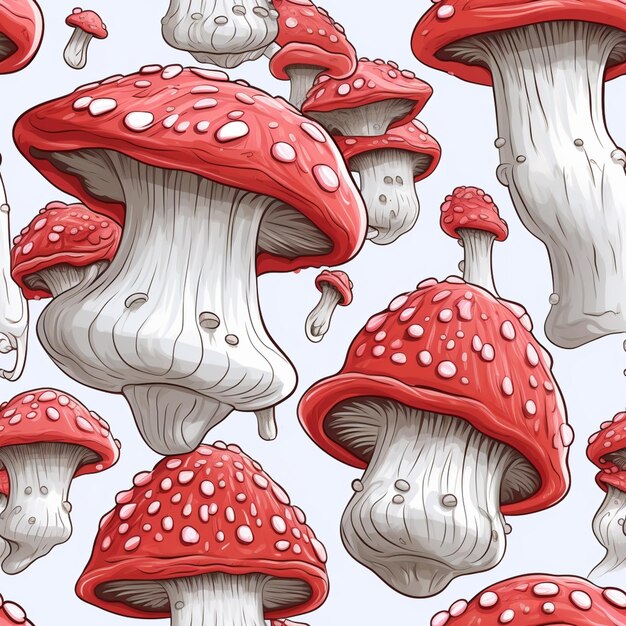 a close up of a bunch of red mushrooms on a white background generative ai