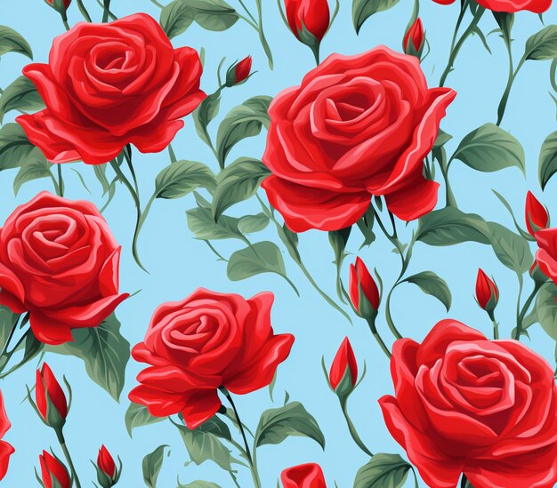 Photo a close up of a bunch of red roses on a blue background generative ai