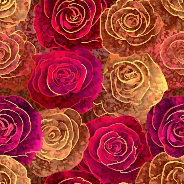 A close up of a bunch of red and yellow roses generative ai