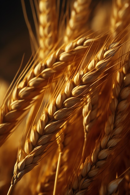 Close up of a bunch of ripe wheat