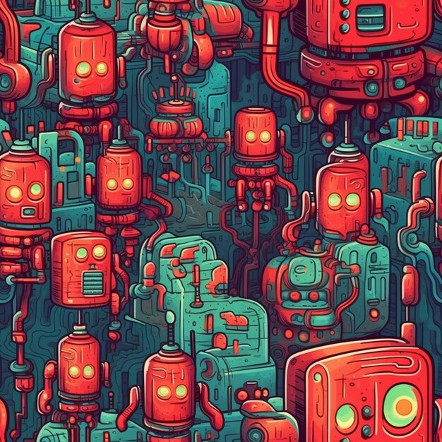 Premium Ai Image A Close Up Of A Bunch Of Robots On A Wall Generative Ai Premium Ai Image A Close Up Of A Bunch Of Robots On A Wall Generative Ai