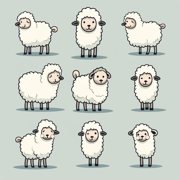 Photo a close up of a bunch of sheep standing in different positions generative ai