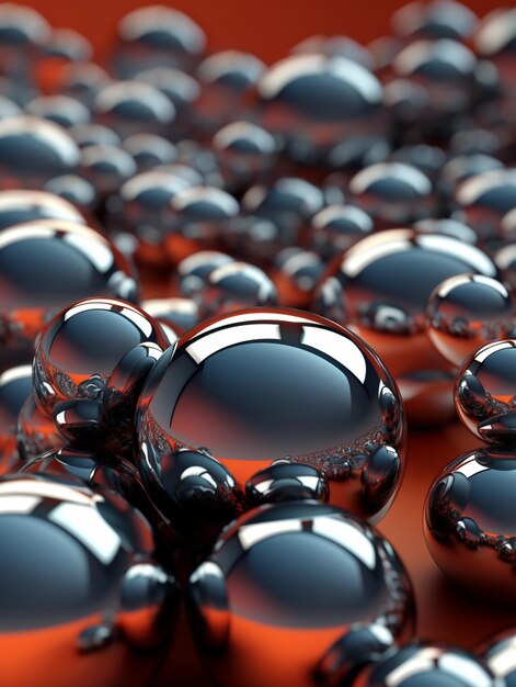 A close up of a bunch of shiny spheres on a table generative ai