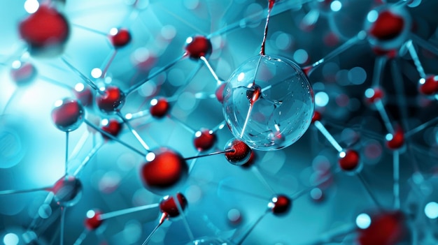 a close up of a bunch of small spheres some of which are blue