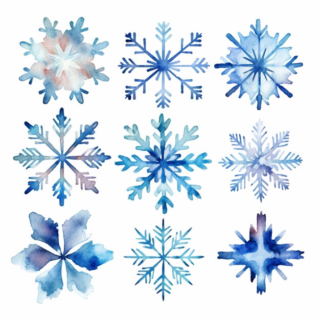 Photo a close up of a bunch of snowflakes on a white background generative ai