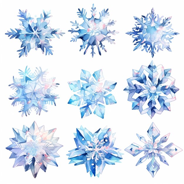 a close up of a bunch of snowflakes on a white surface generative ai