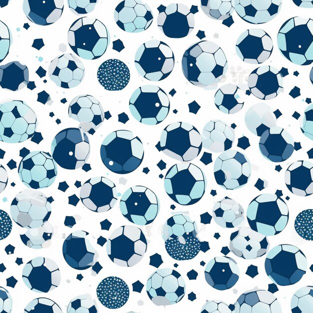 A close up of a bunch of soccer balls on a white surface generative ai