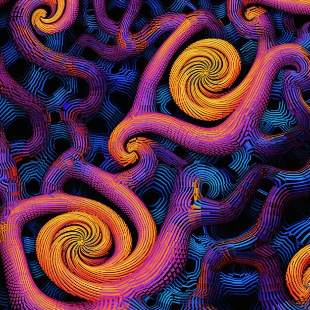 Photo a close up of a bunch of spirals with a black background generative ai