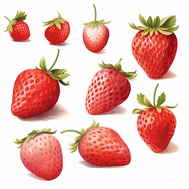 Photo a close up of a bunch of strawberries with leaves on them ai generative