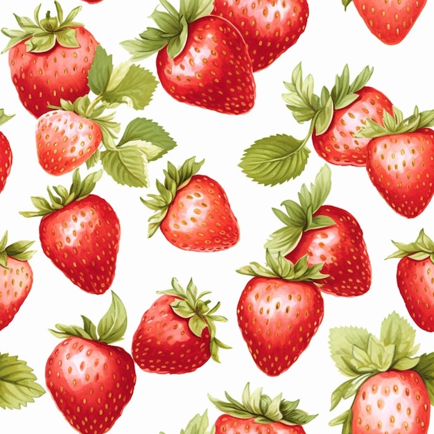 A close up of a bunch of strawberries with leaves on a white background generative ai