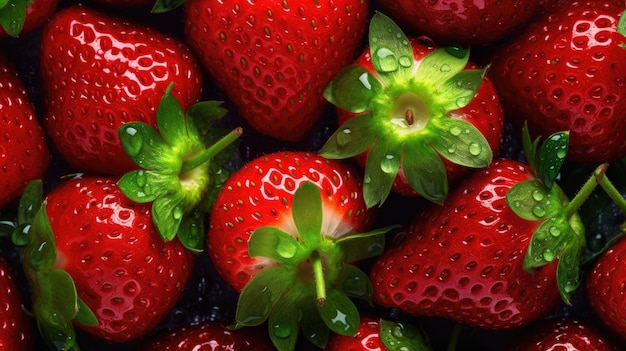 A close up of a bunch of strawberries