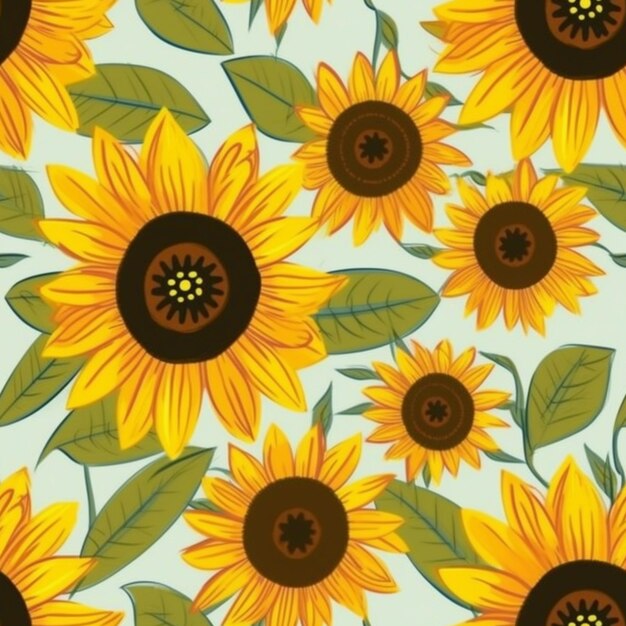 A close up of a bunch of sunflowers on a blue background generative ai