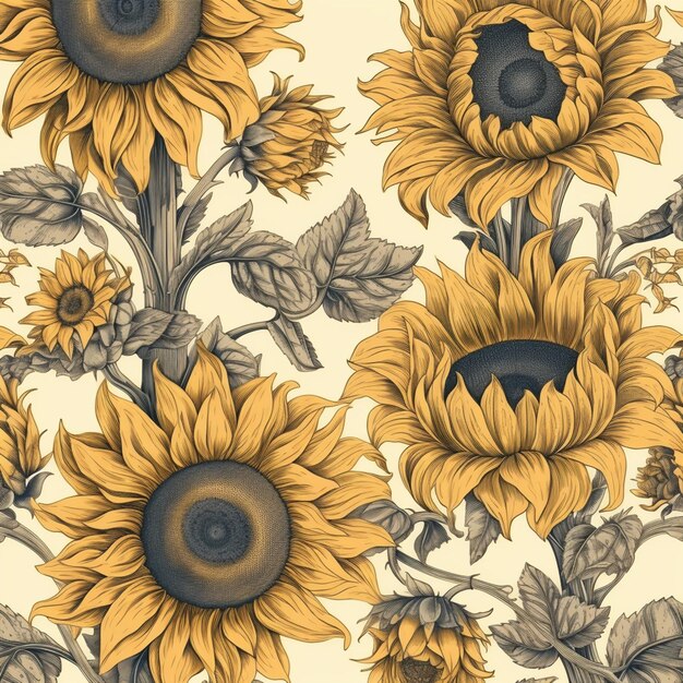 a close up of a bunch of sunflowers on a white background generative ai