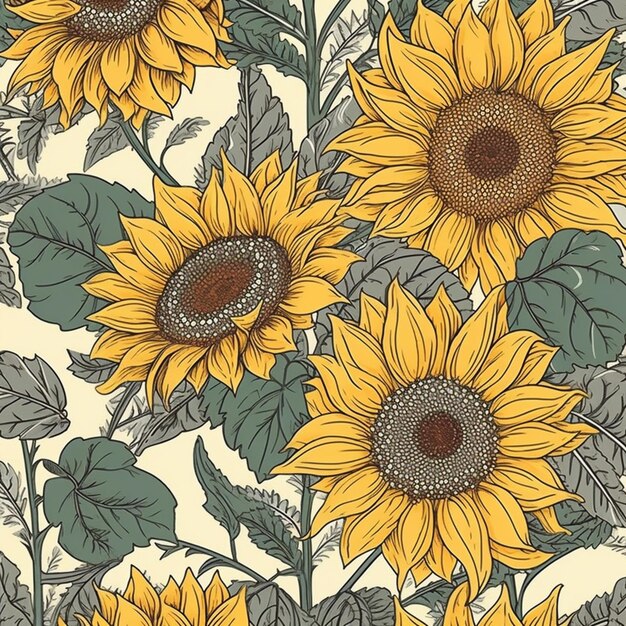 a close up of a bunch of sunflowers on a white background generative ai