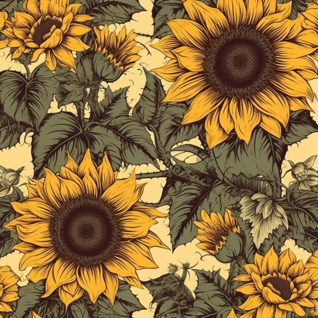 a close up of a bunch of sunflowers on a white background generative ai