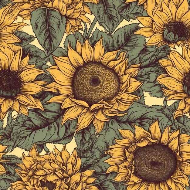 a close up of a bunch of sunflowers on a white background generative ai