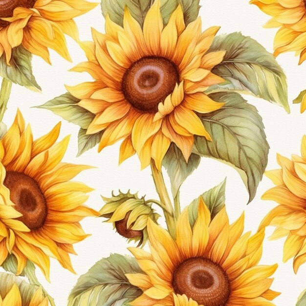 A close up of a bunch of sunflowers on a white background generative ai