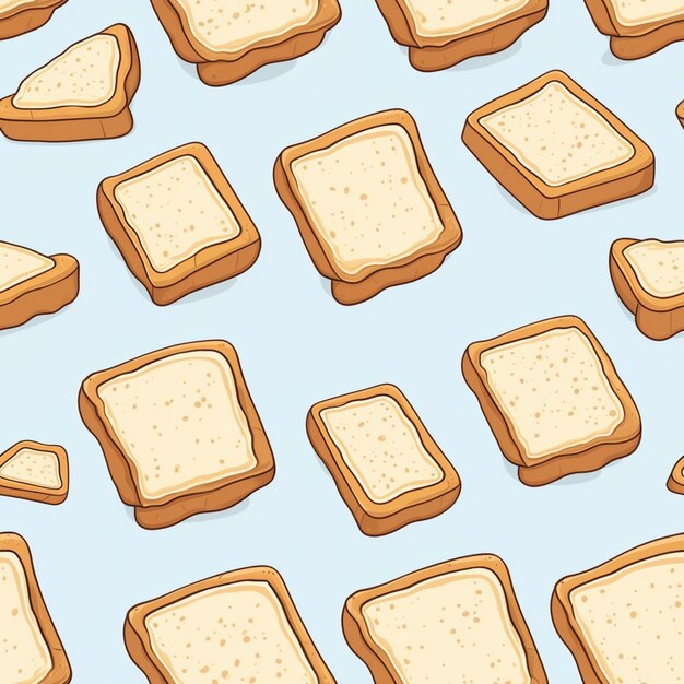 Photo a close up of a bunch of toast slices on a blue background generative ai