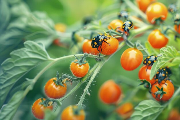 植物のトマトの束のクローズアップ