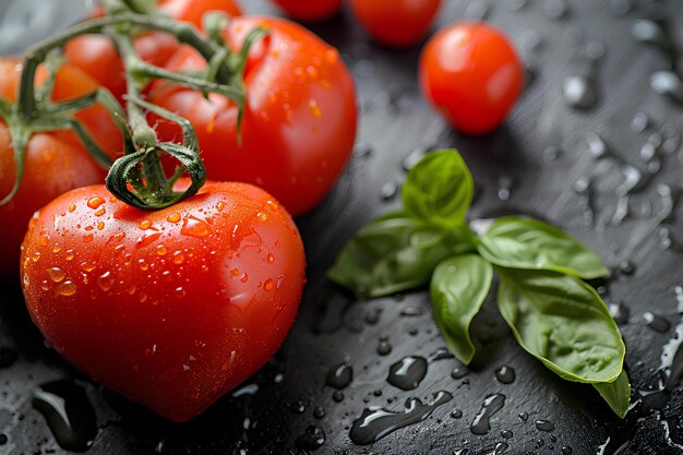 Photo a close up of a bunch of tomatoes on a table