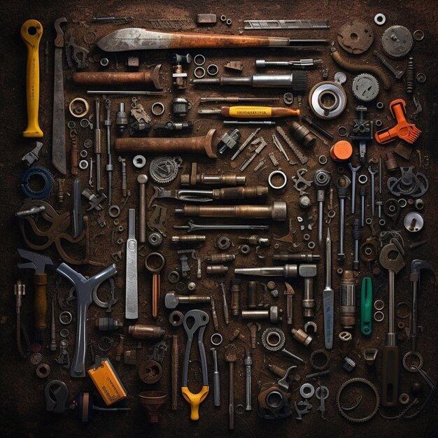a close up of a bunch of tools on a table generative ai
