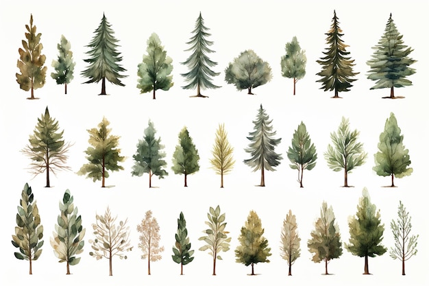 a close up of a bunch of trees with different colors generative ai