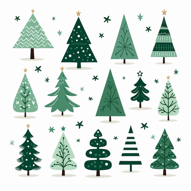a close up of a bunch of trees with stars on them generative ai